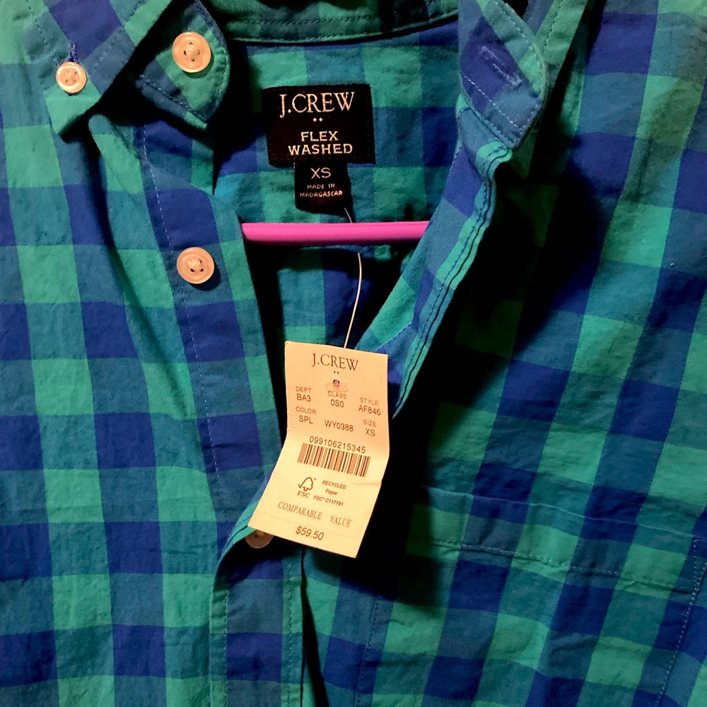 Button down, long sleeve, J. Crew tee shirt